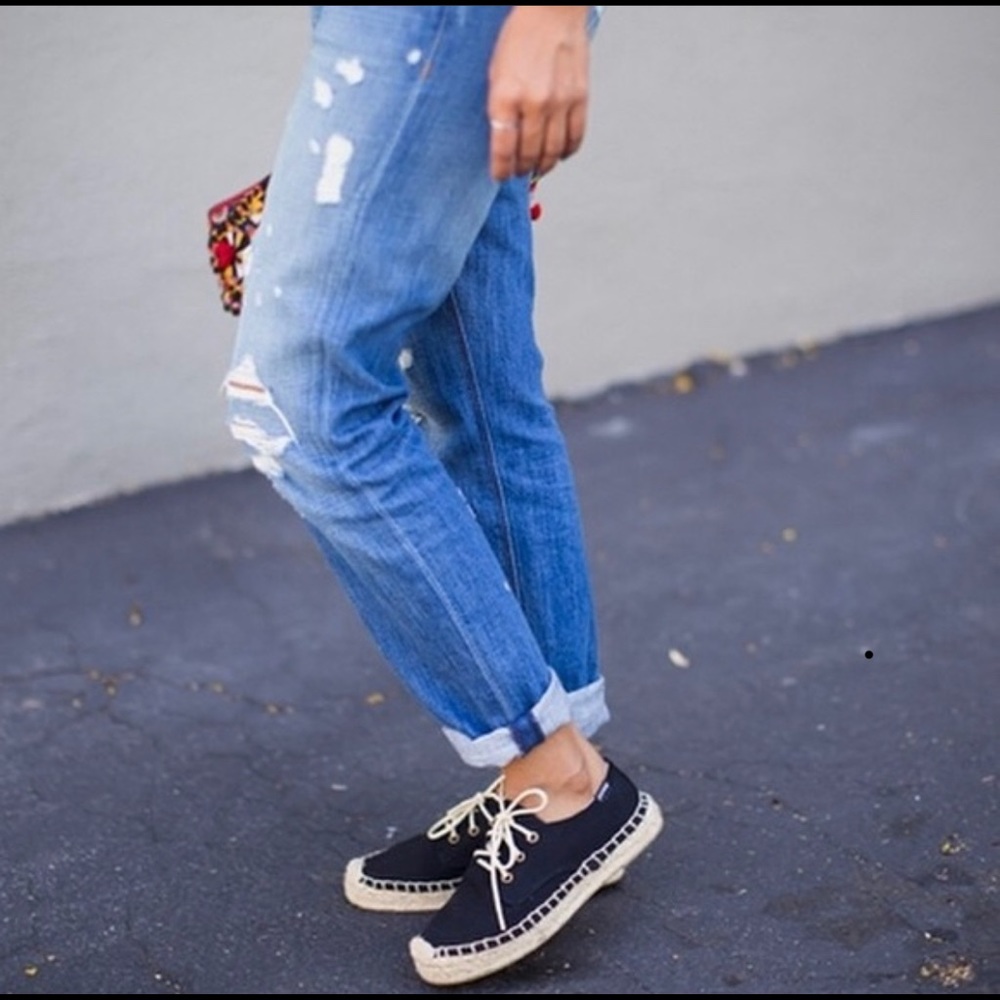 Soludos Black Lace Up Espadrille Derby Shoe